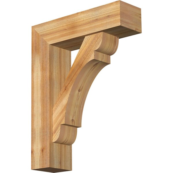 Ekena Millwork Olympic Block Rough Sawn Bracket w/ Offset Brace, Western Red Cedar, 8"W x 28"D x 36"H BKT0806X28X36OLY05RWR - main